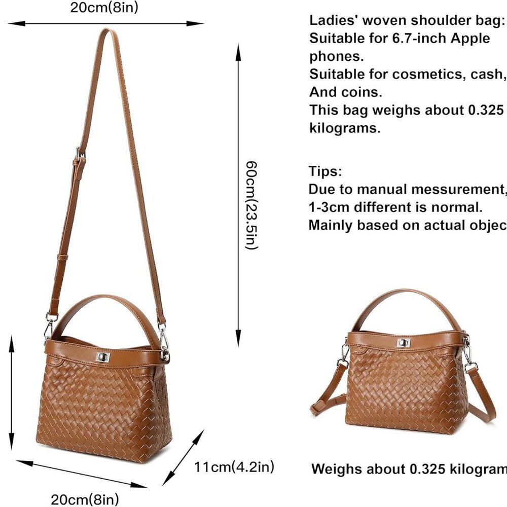 Stylish Vegan Leather Crossbody Purse with Adjustable Strap - 8.66" x 6.3" - Picture 3 of 7